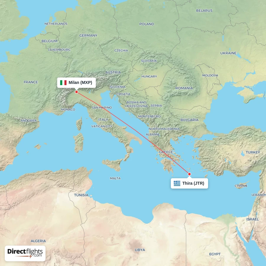MXP - JTR route map
