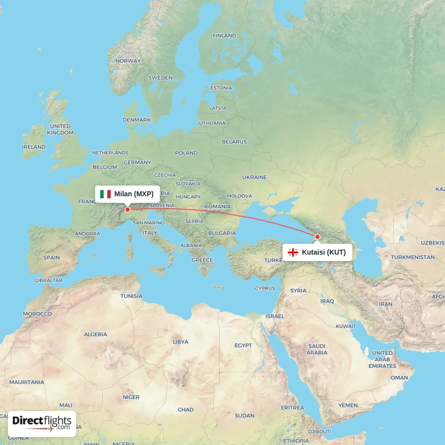 MXP - KUT route map