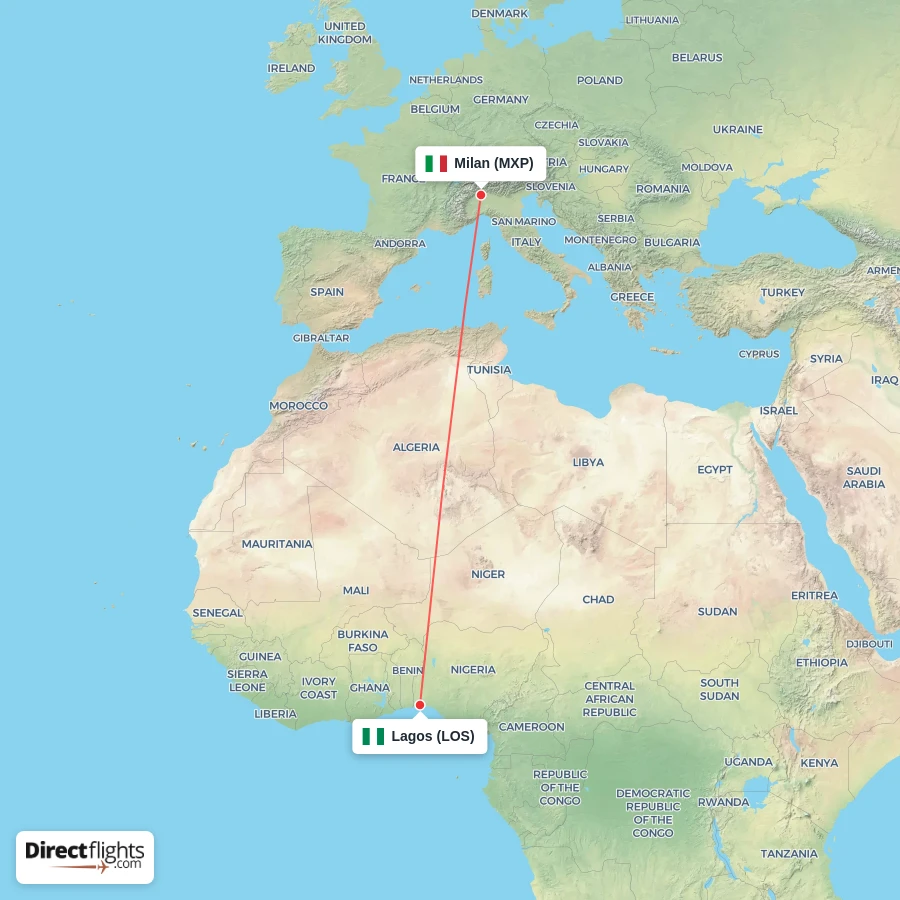 MXP - LOS route map