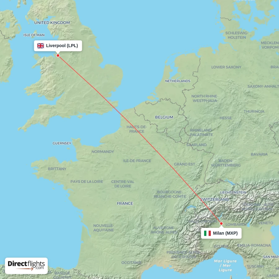 MXP - LPL route map