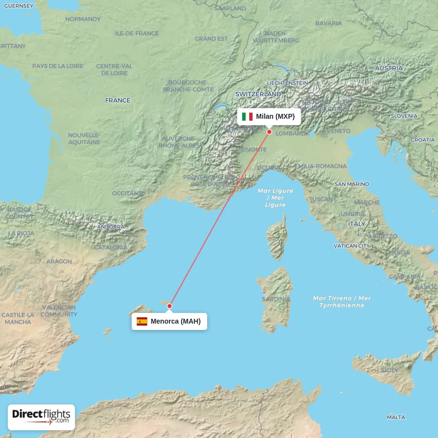 MXP - MAH route map