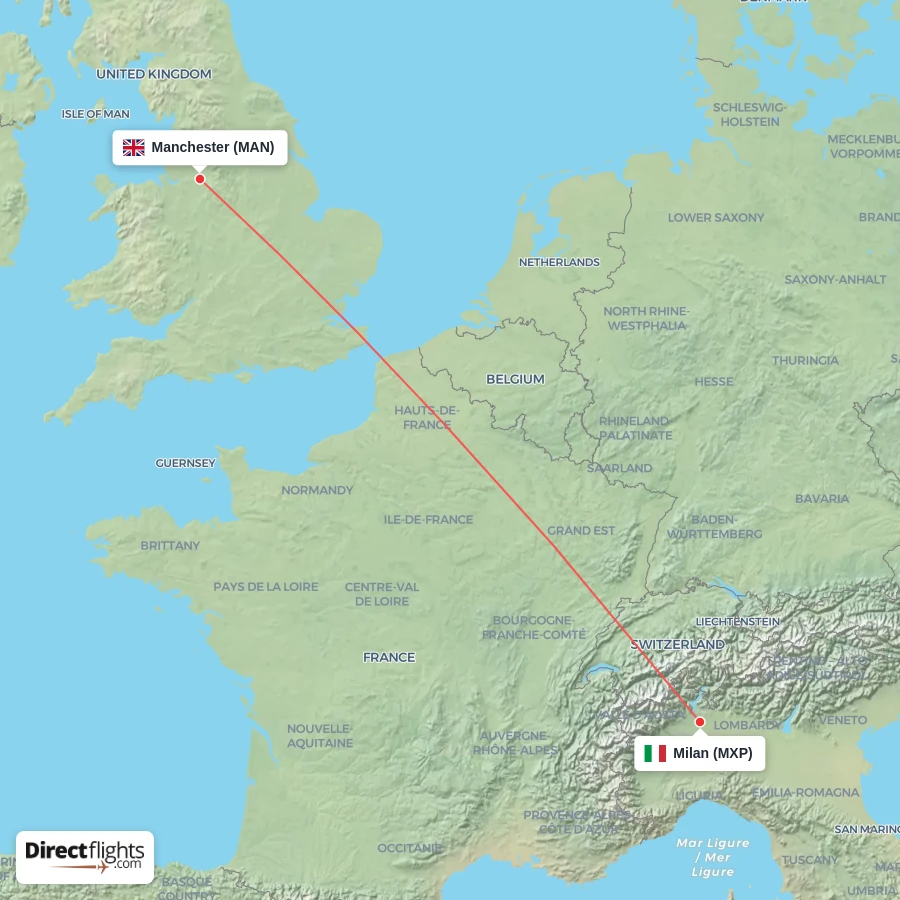 MXP - MAN route map