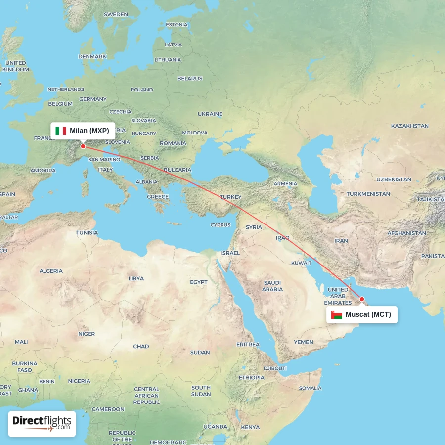 MXP - MCT route map