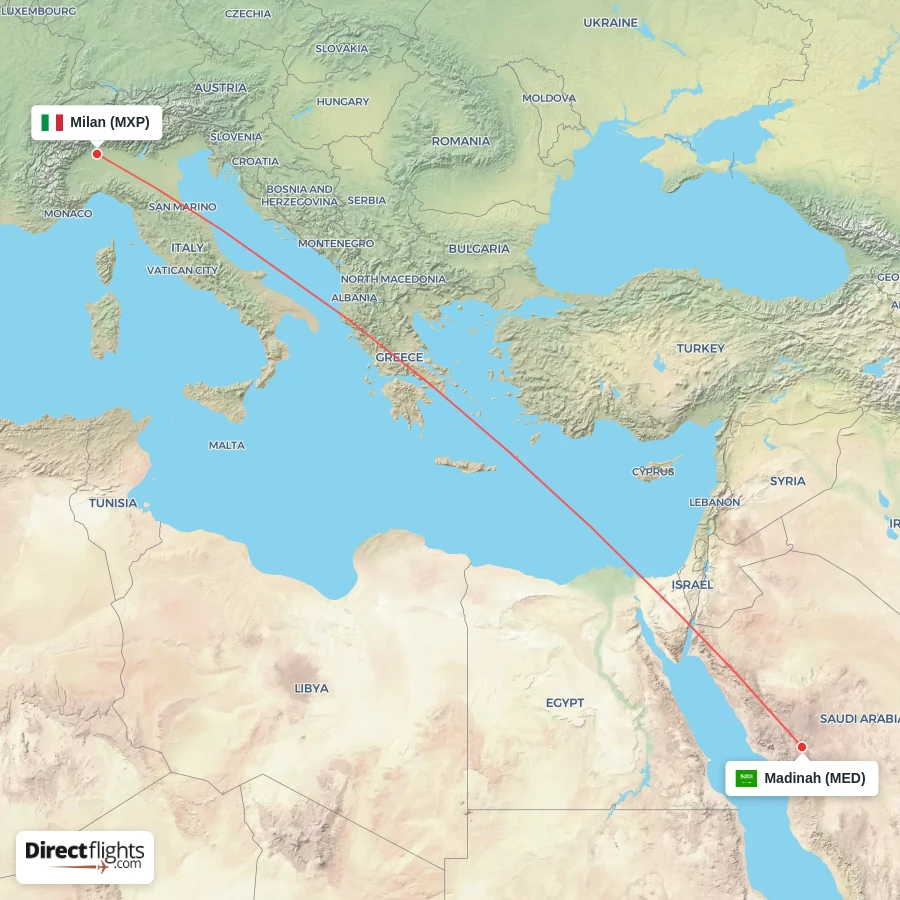 MXP - MED route map