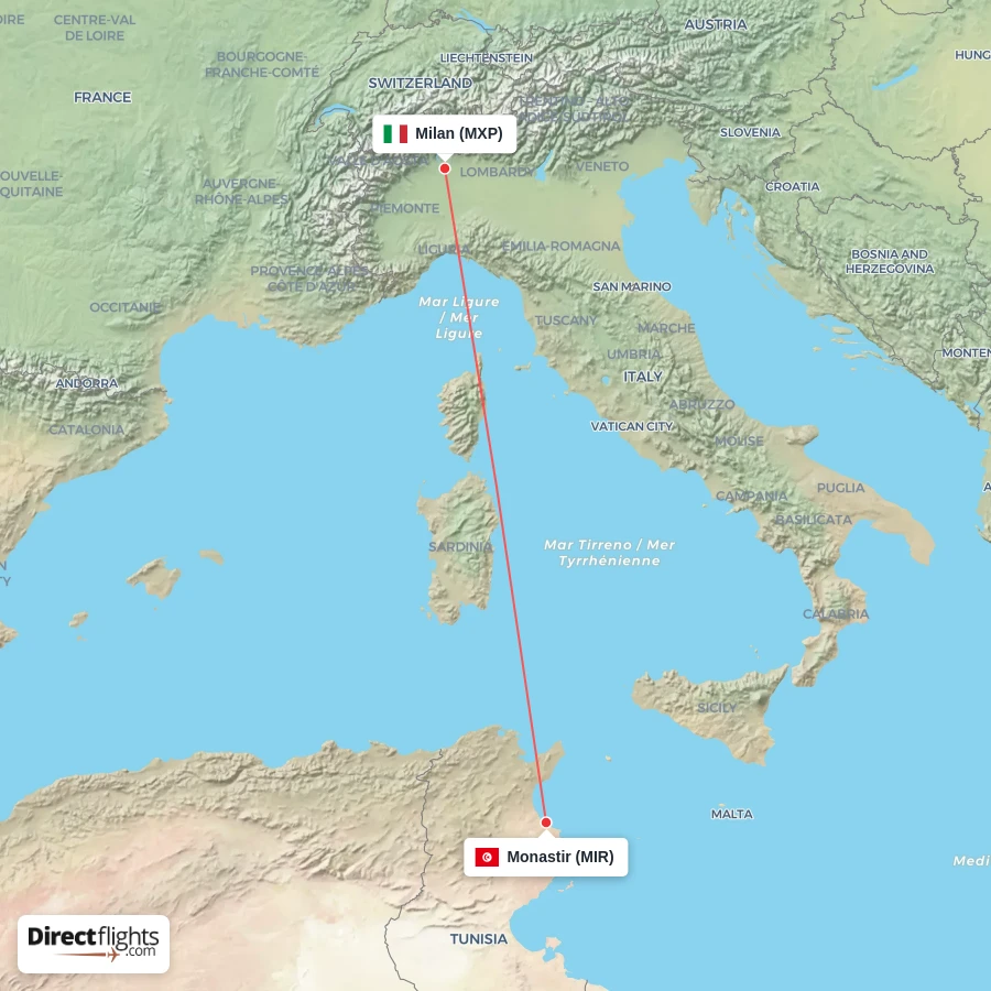 MXP - MIR route map