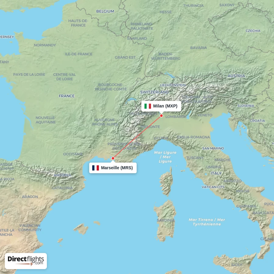 MXP - MRS route map