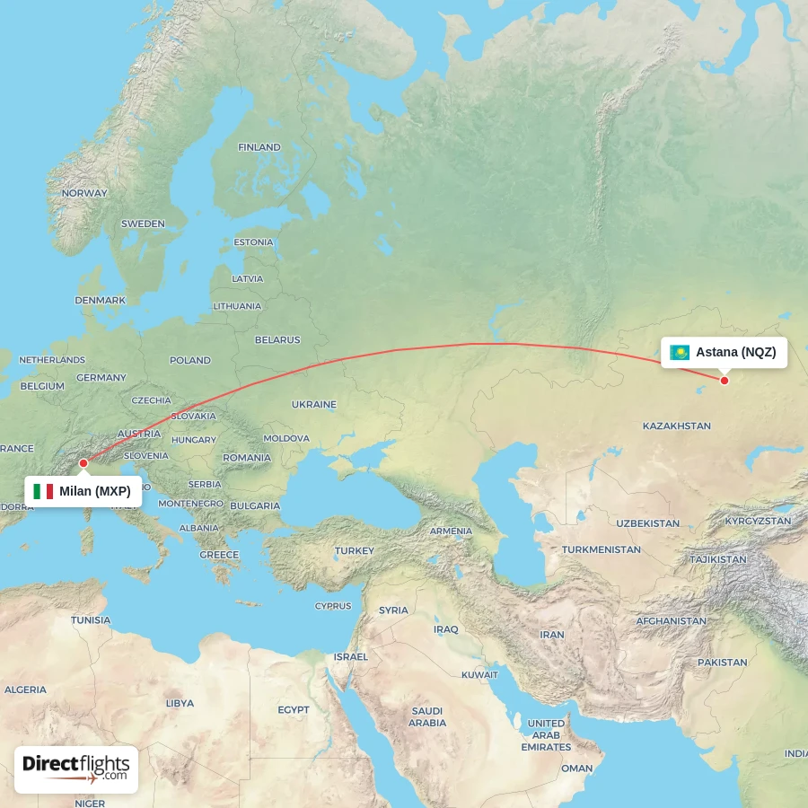 MXP - NQZ route map