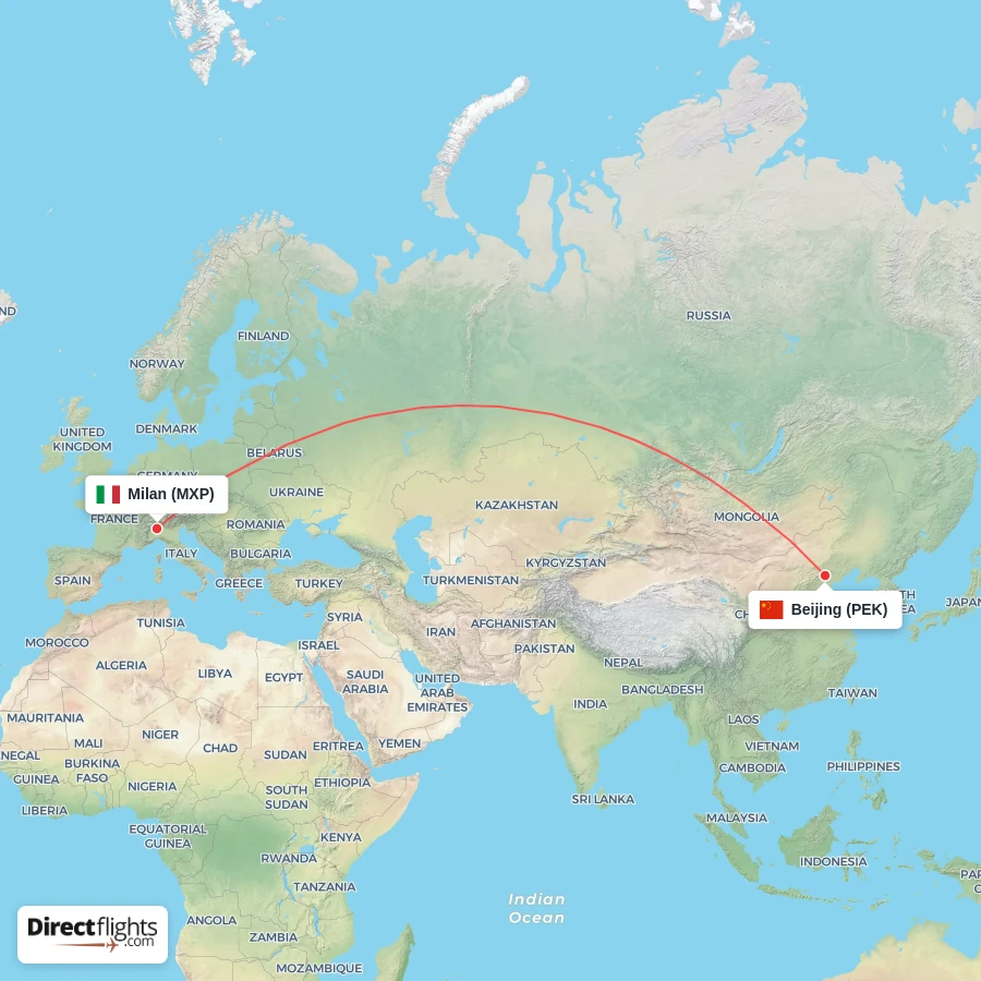 MXP - PEK route map
