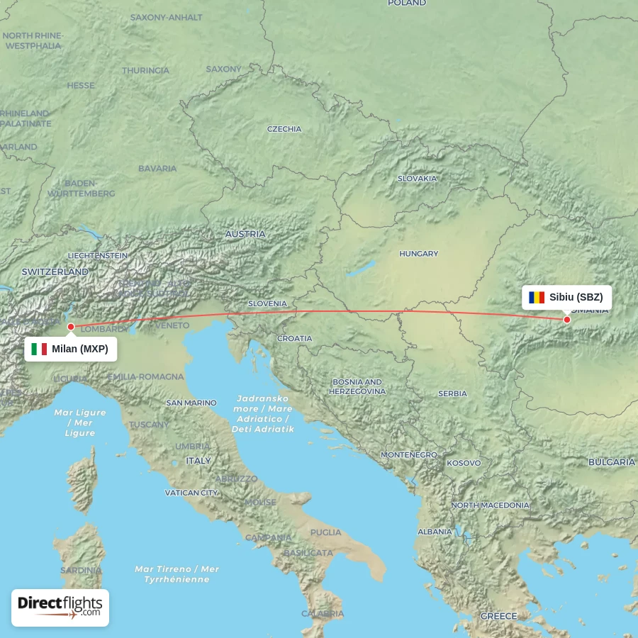 MXP - SBZ route map