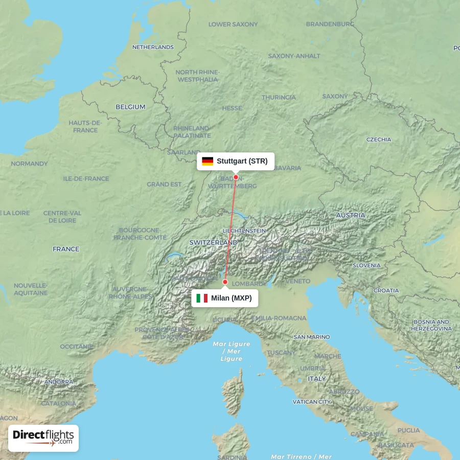 MXP - STR route map