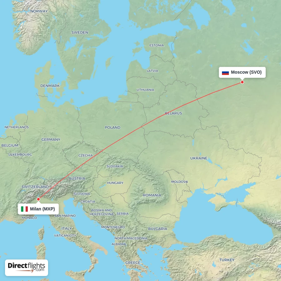 MXP - SVO route map