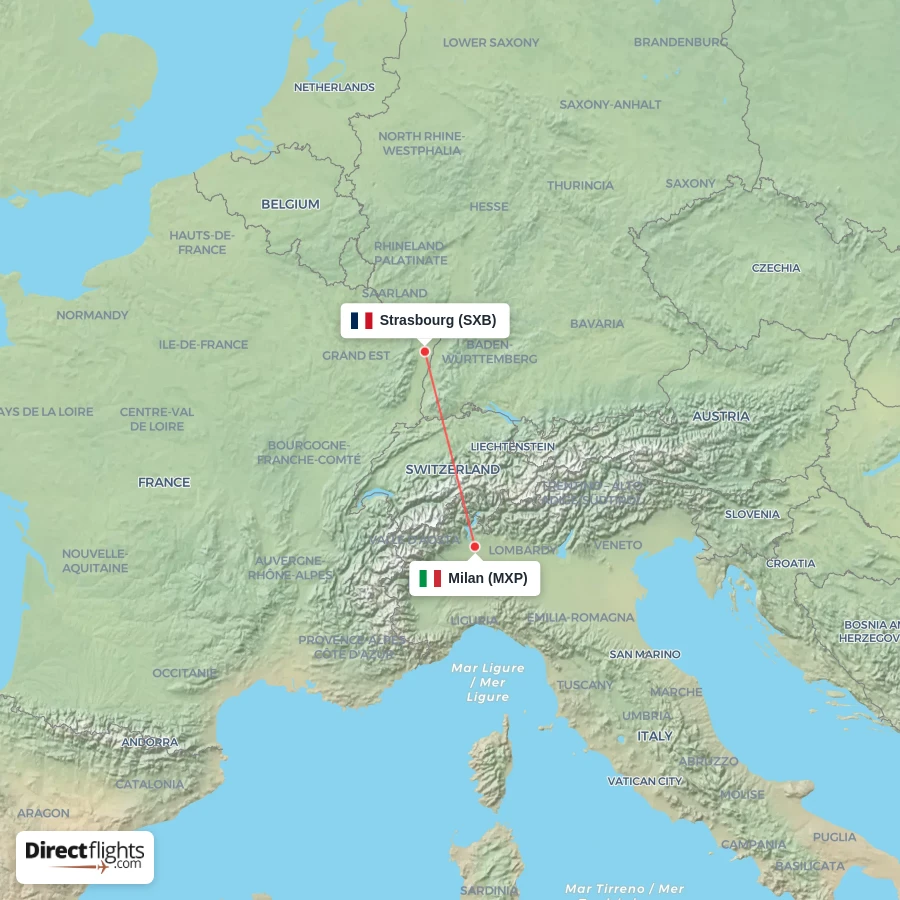 MXP - SXB route map