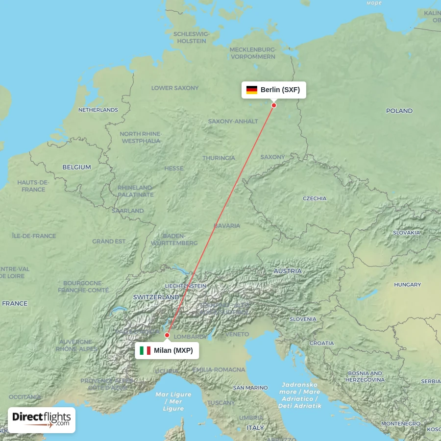 MXP - SXF route map