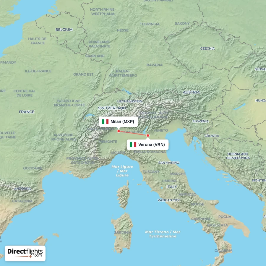 MXP - VRN route map