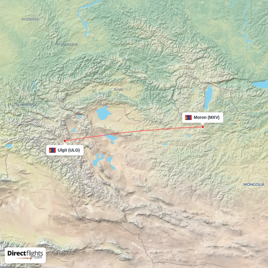 MXV - ULG route map