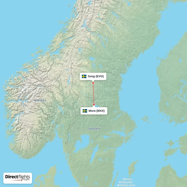 Mora - Sveg direct flight map