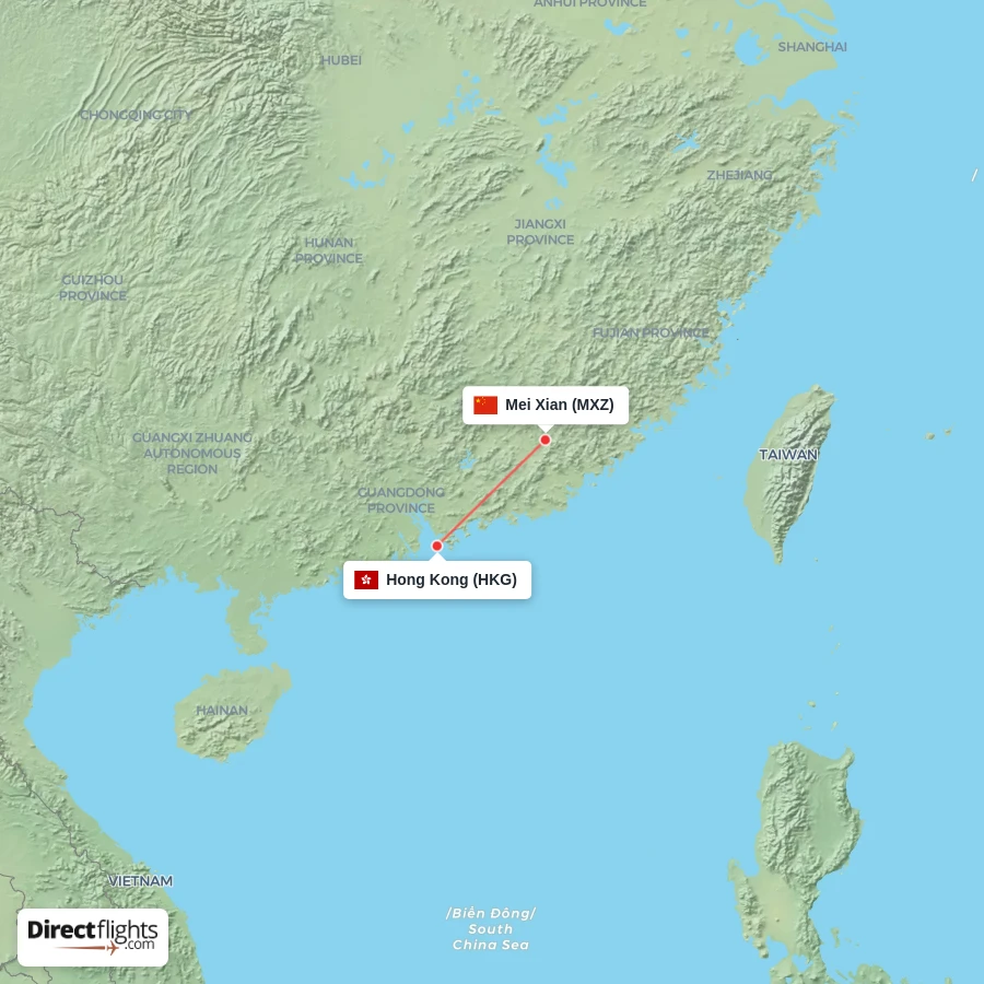 MXZ - HKG route map
