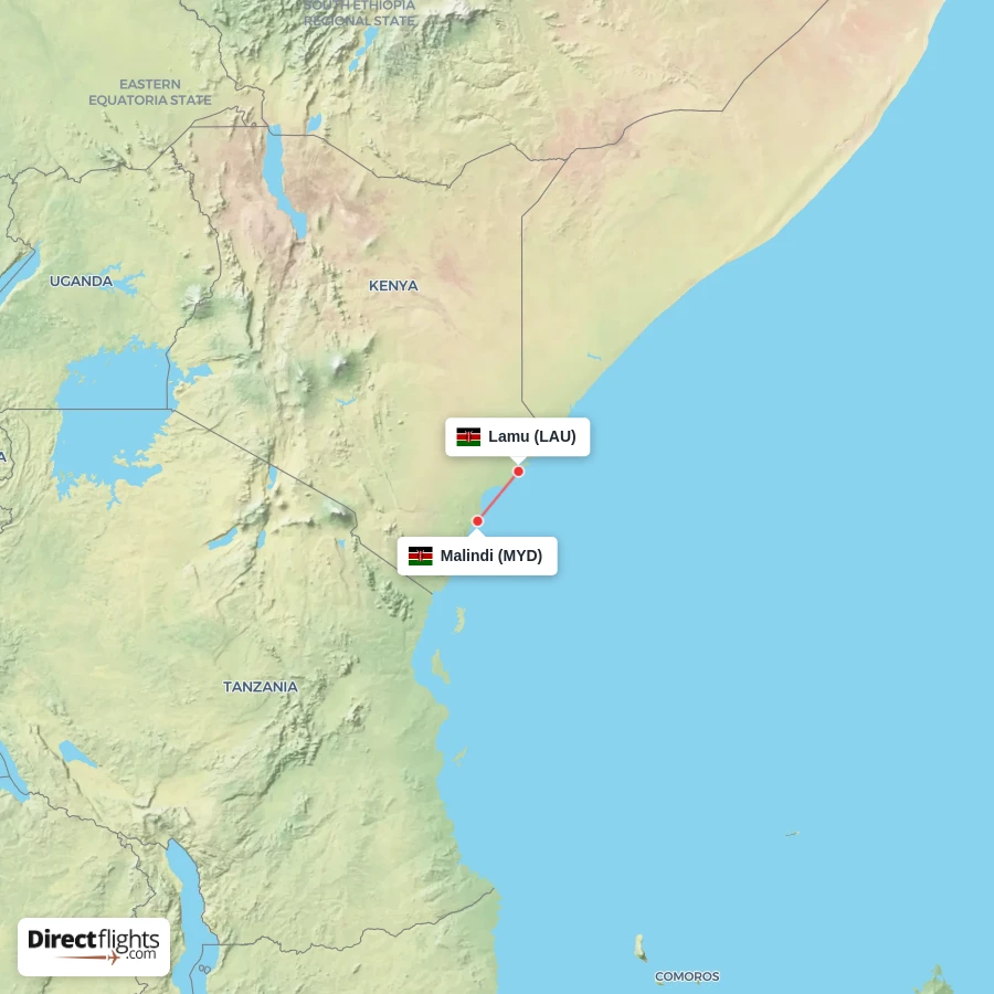 MYD - LAU route map