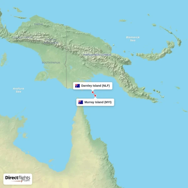Murray Island - Darnley Island direct flight map