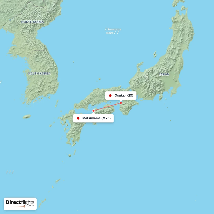 MYJ - KIX route map