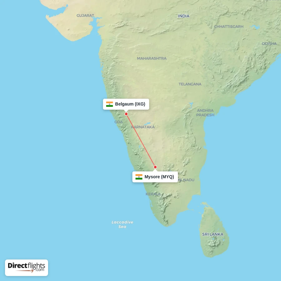 MYQ - IXG route map
