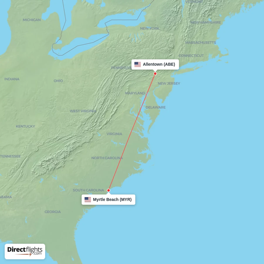 MYR - ABE route map