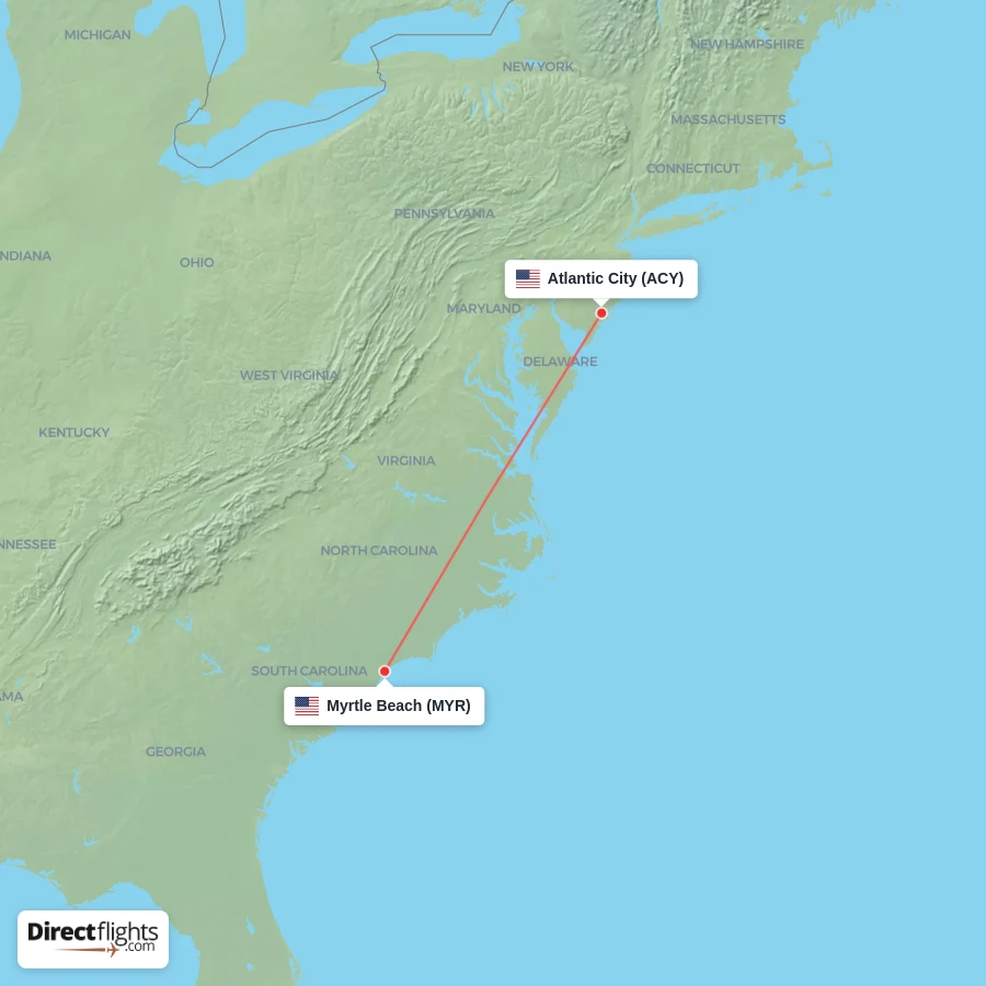 MYR - ACY route map