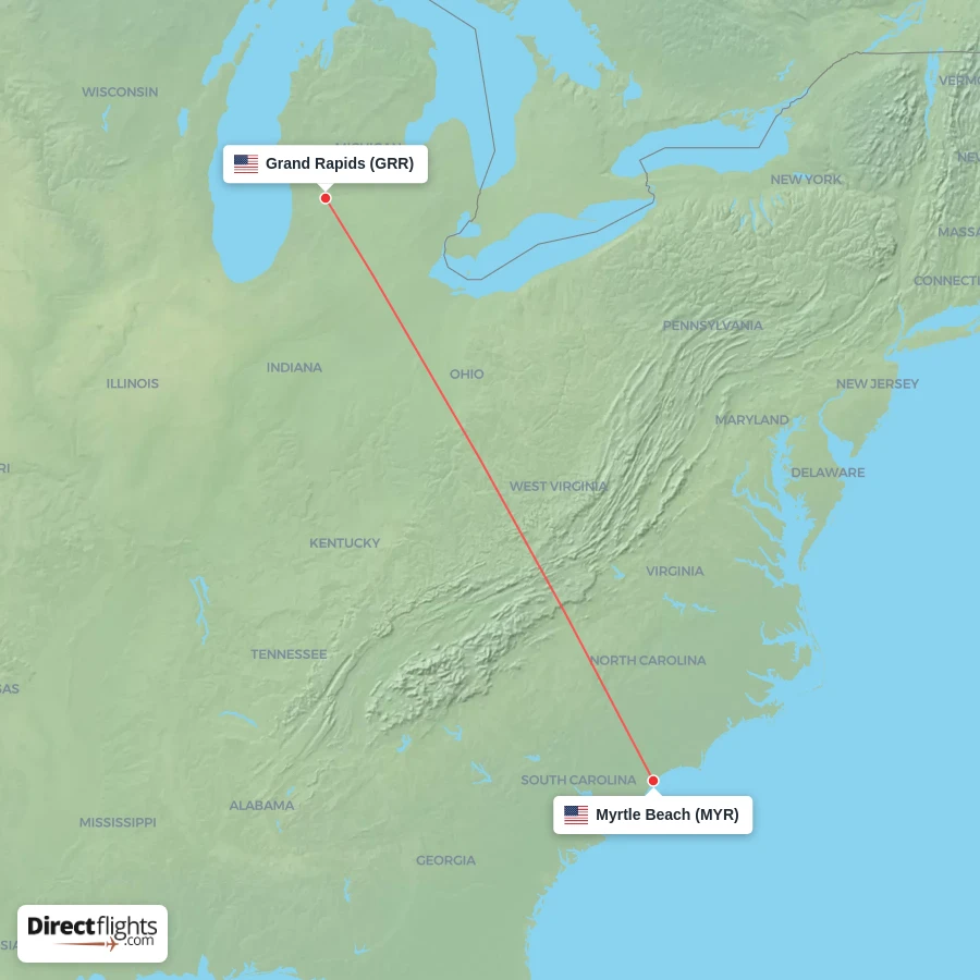 MYR - GRR route map