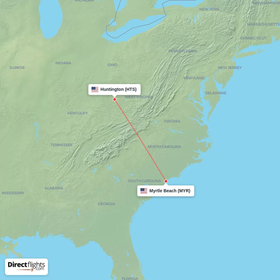 MYR - HTS route map