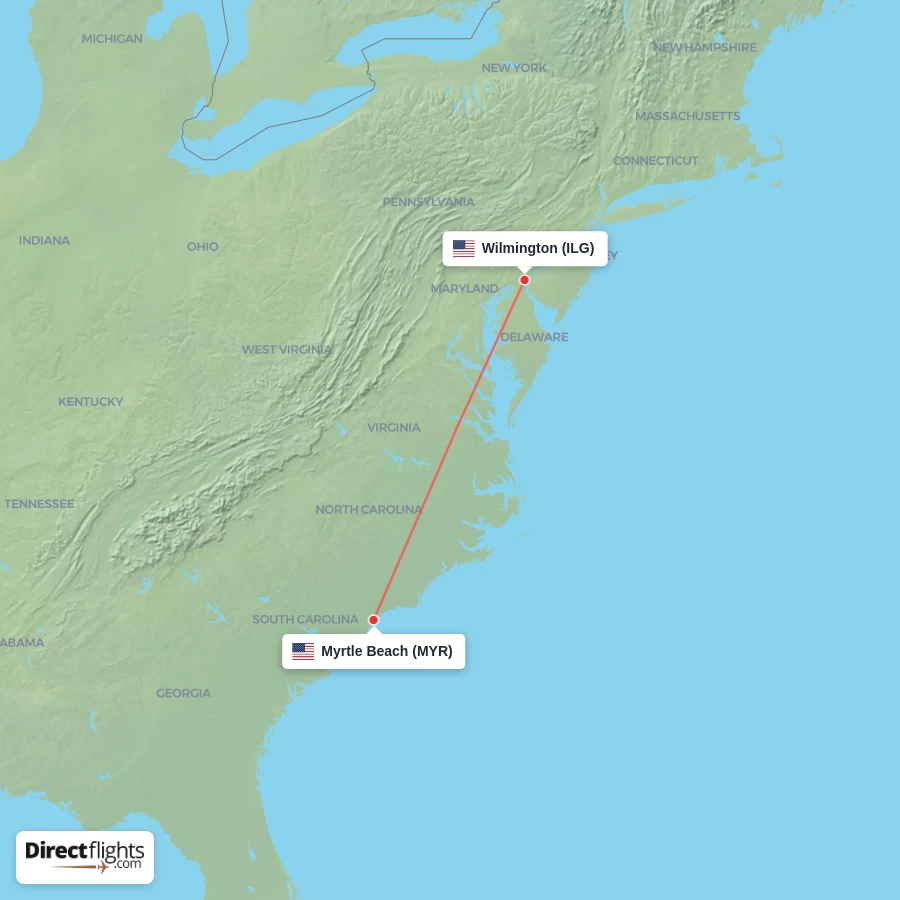 MYR - ILG route map