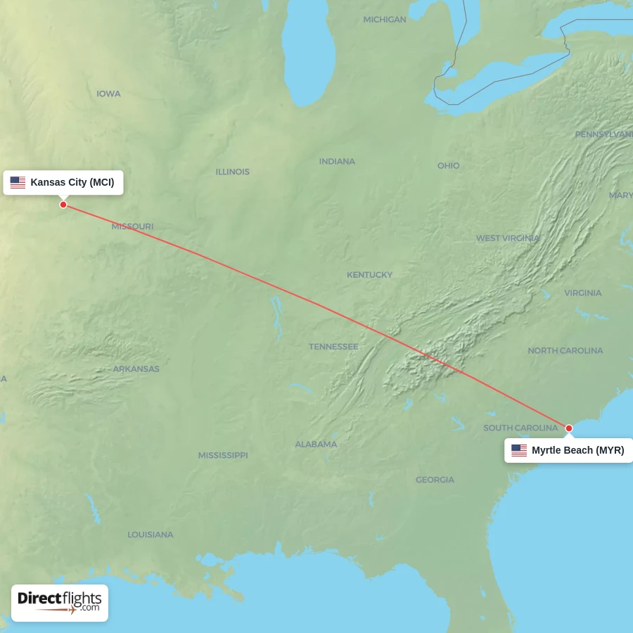 MYR - MCI route map