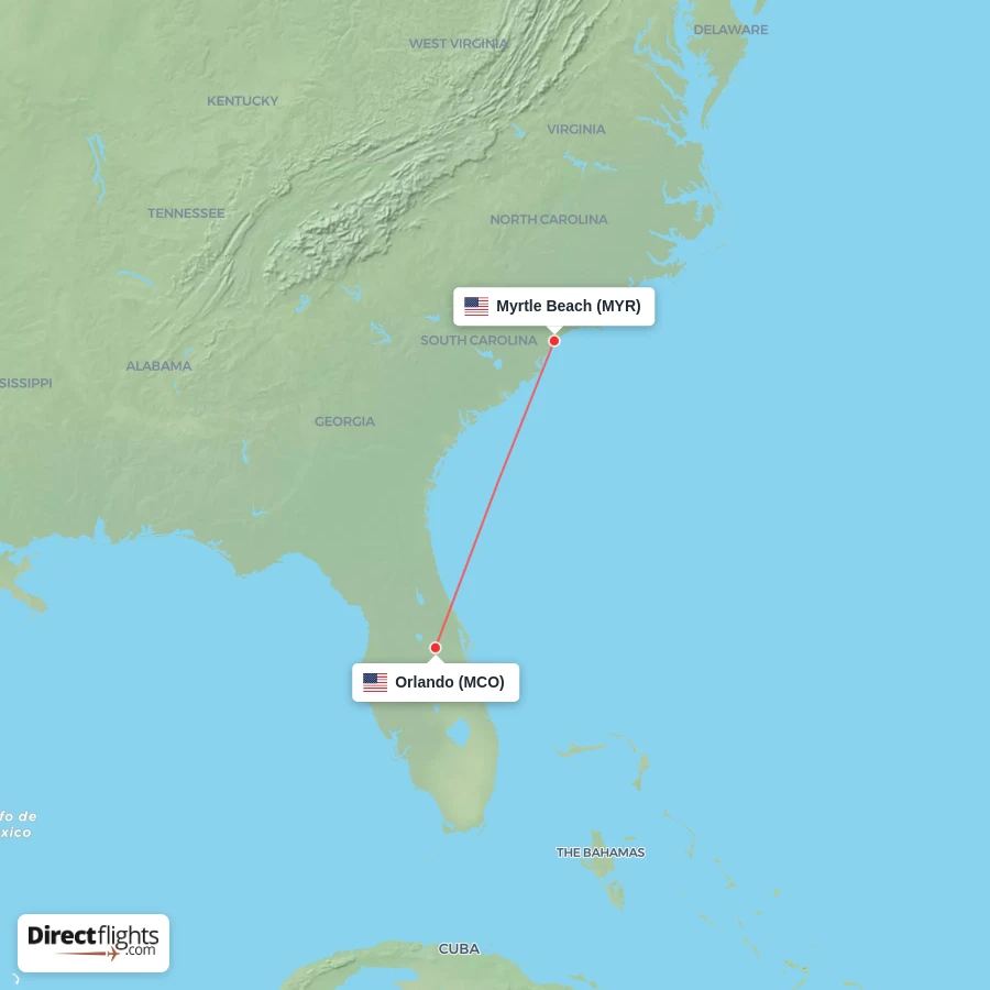 MYR - MCO route map