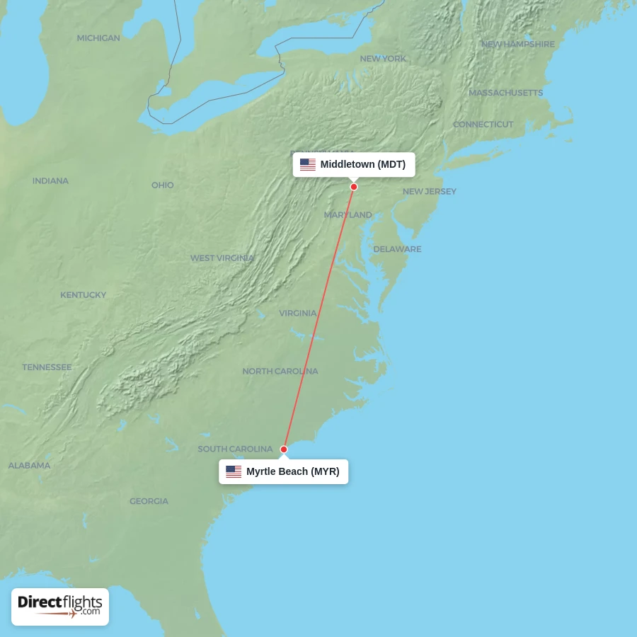 MYR - MDT route map