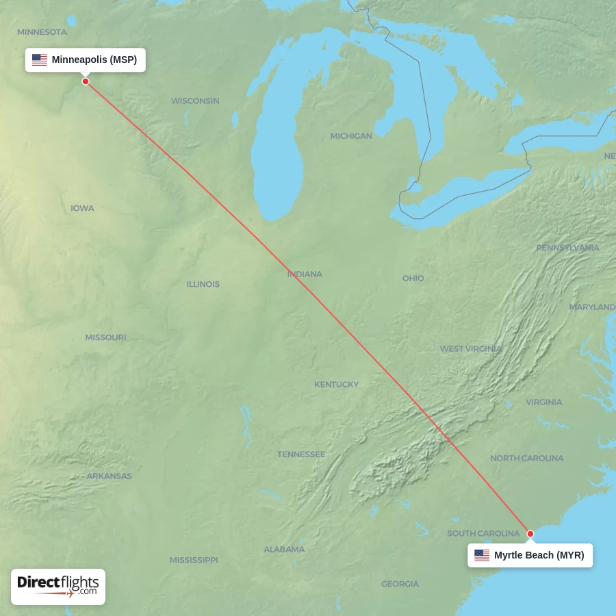 MYR - MSP route map