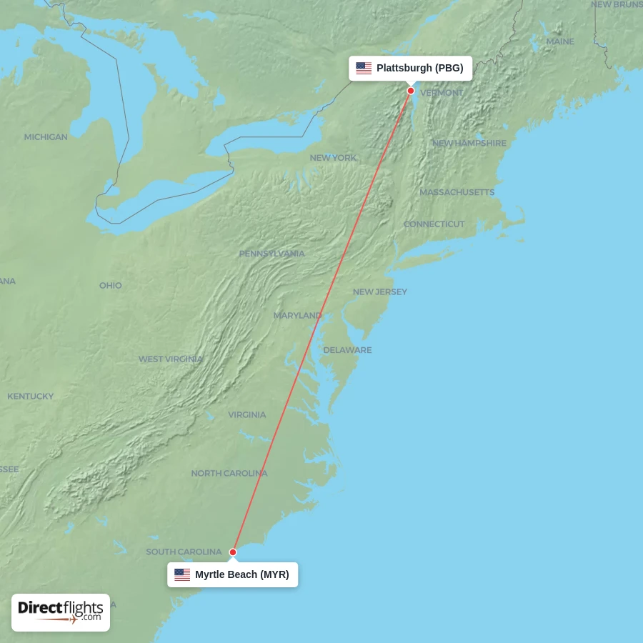 MYR - PBG route map