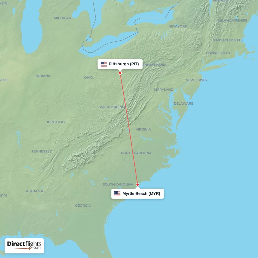 MYR - PIT route map