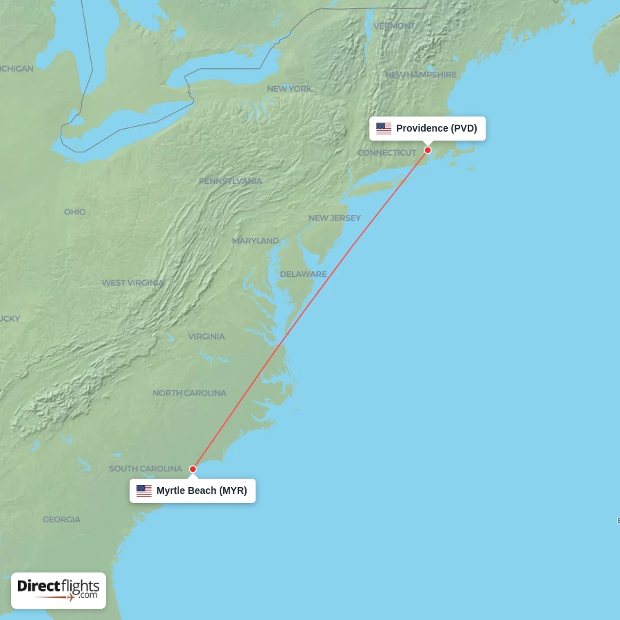 MYR - PVD route map