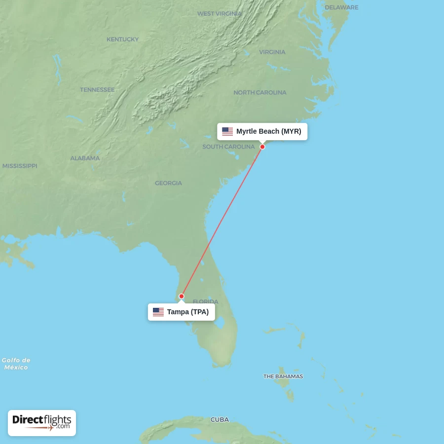 MYR - TPA route map