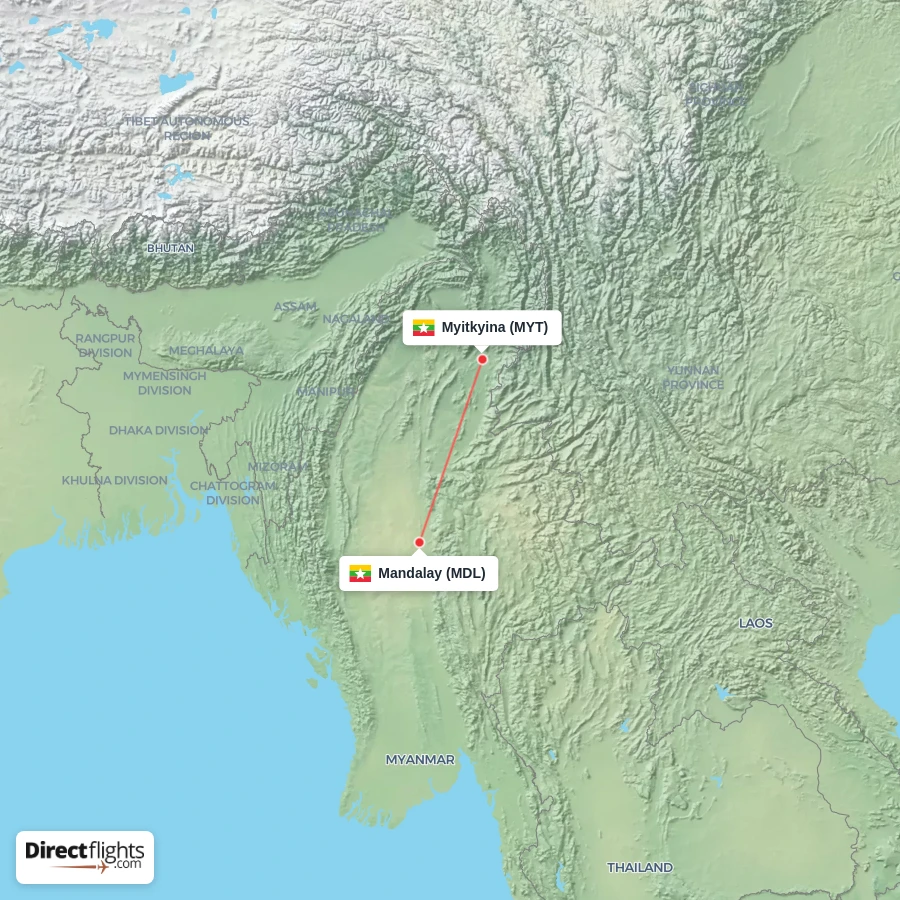 MYT - MDL route map