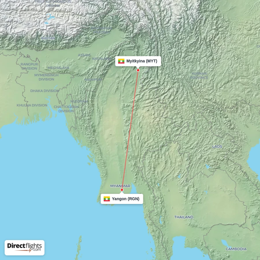 MYT - RGN route map