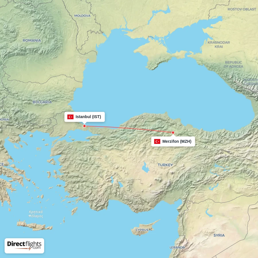 MZH - IST route map