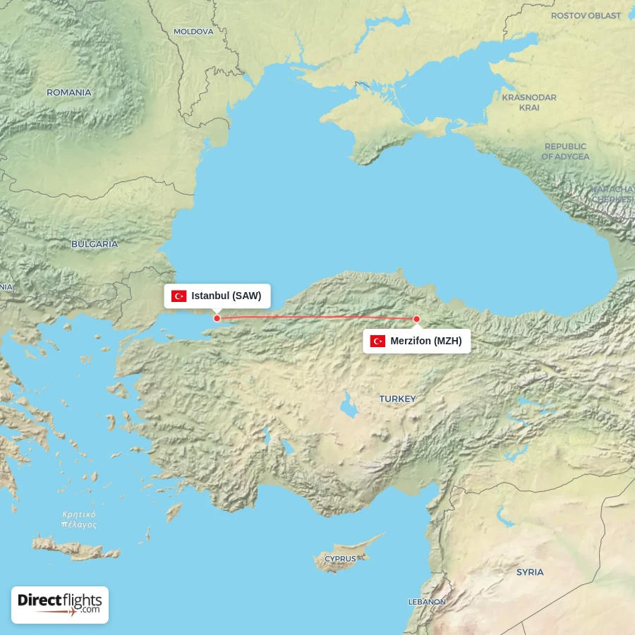 MZH - SAW route map