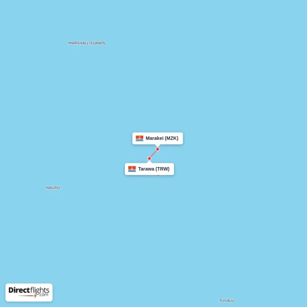 Marakei - Tarawa direct flight map