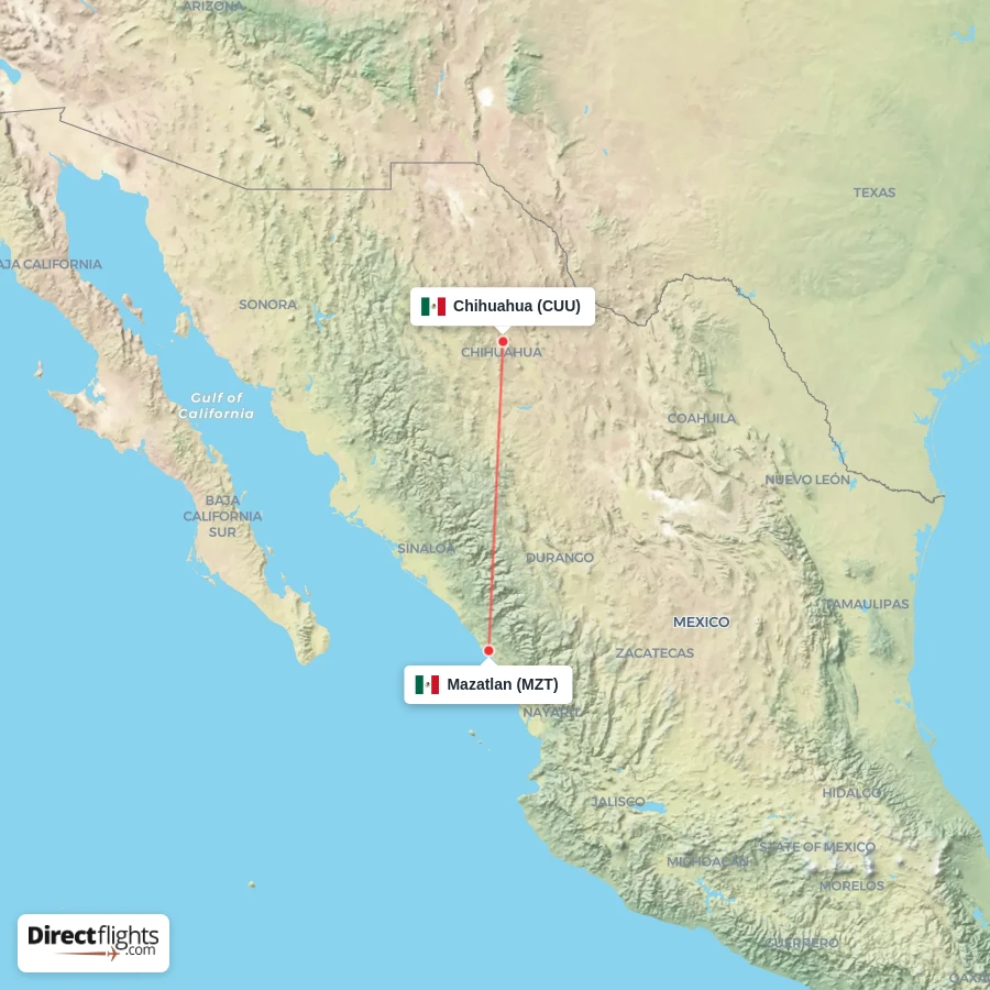 MZT - CUU route map