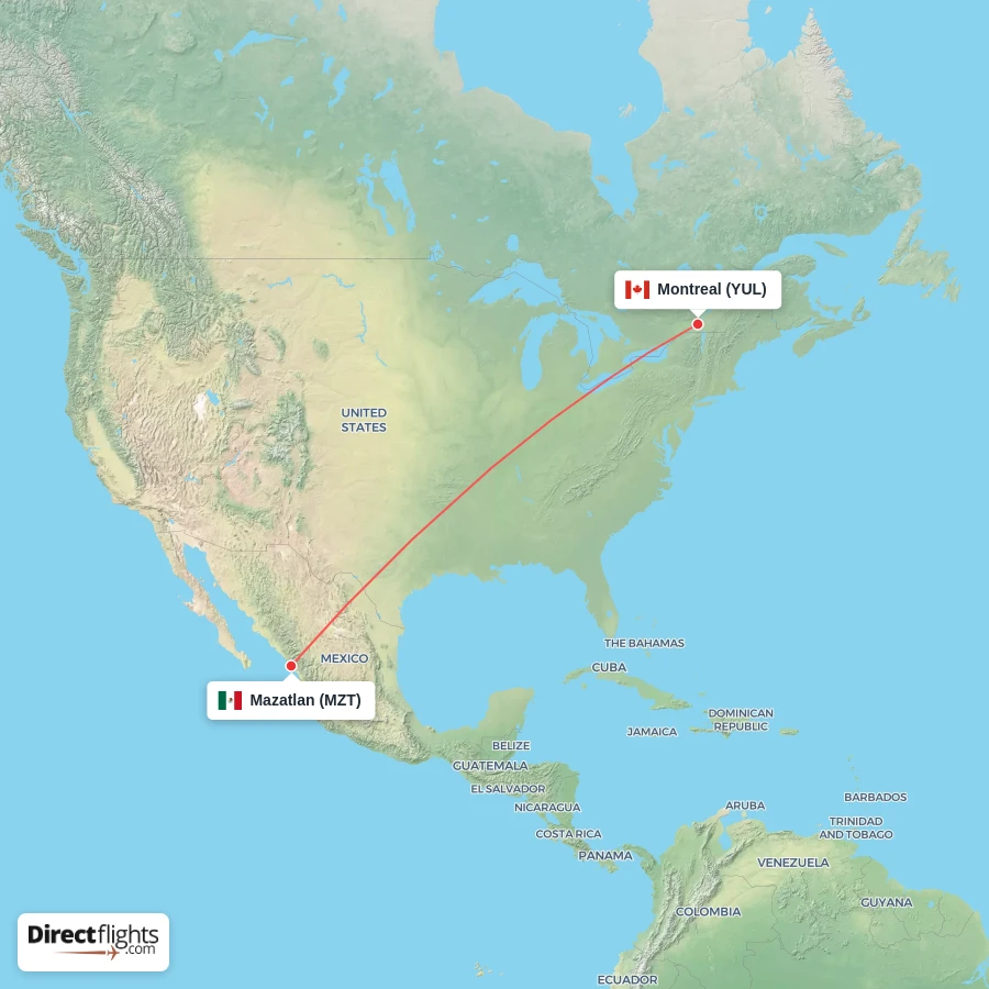 MZT - YUL route map