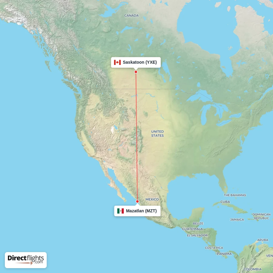 MZT - YXE route map