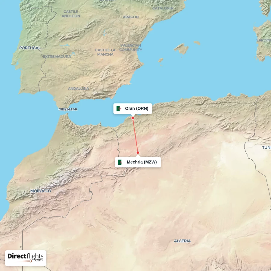 MZW - ORN route map