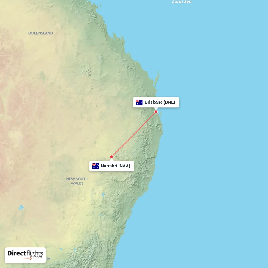 NAA - BNE route map