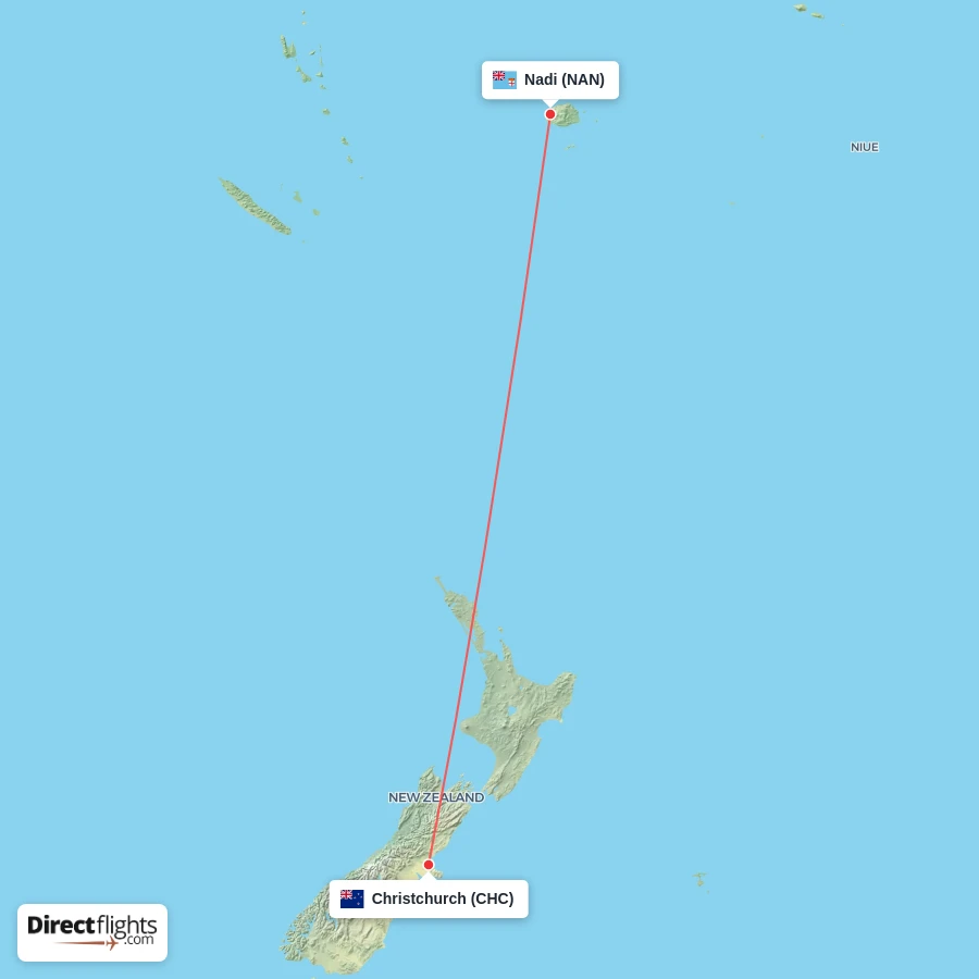 NAN - CHC route map