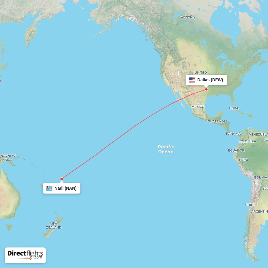 NAN - DFW route map